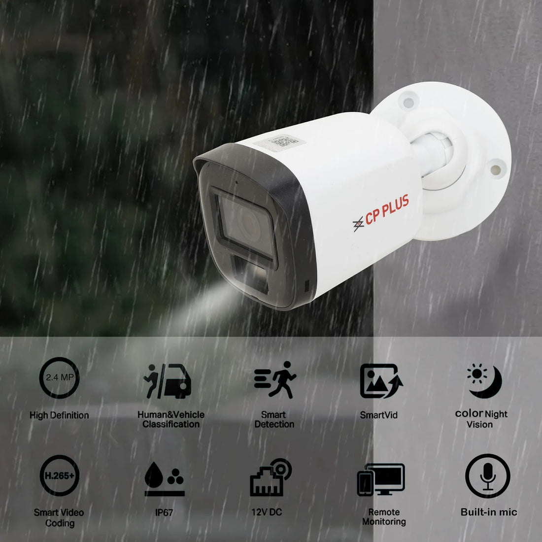 CP PLUS 4 Channel HD DVR 1080P,Color Nightvision With Audio IP67 2.4MP Outdoor Camera,08 Security Camera (500 GB, 4 Channel)