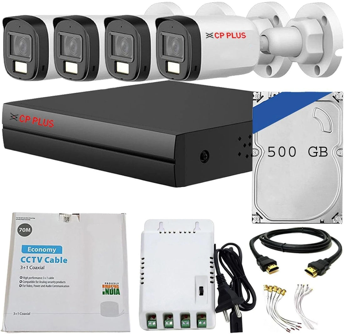 CP PLUS 4 Channel FULL HD DVR,Color Nightvision 2.4MP Outdoor & Indoor Audio Cameras Security Camera (500 GB, 4 Channel)