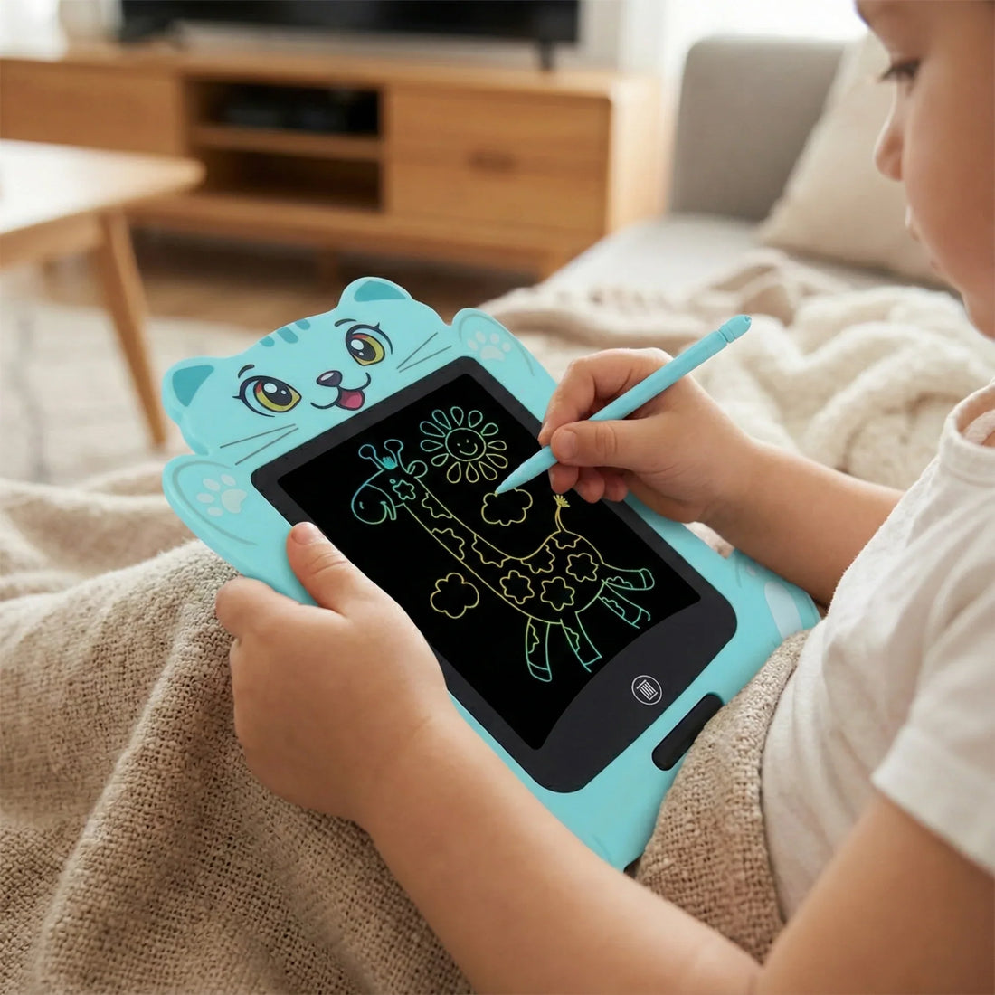 BB6518C 7.5 Inch Animal Face LCD Writing Tablet Toy for Kids – Reusable Doodle Board with One-Click Erase and Stylus – Learner Drawing Pad –random