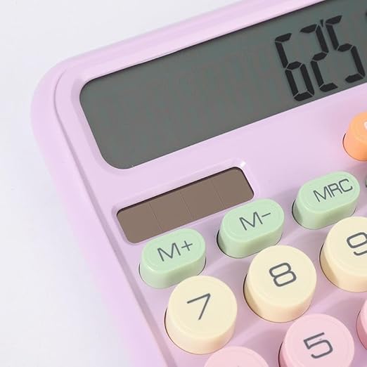20464 Colorful Calculator for Kids, Large Size Keys Vintage Look Multicolor Solar Powered Calculator for Girls, Office Calculators