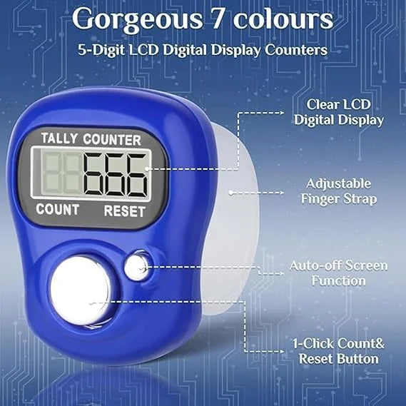 1011 { Pack of 1 } Counting Machine Tally Counter  Digital Display Finger Hand Counter { Random Colour }
