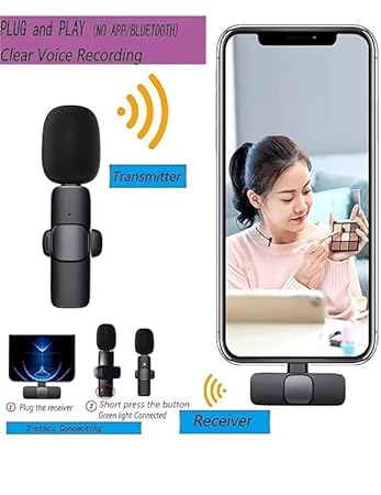 4126 Wireless Lavalier Microphone System Dual Mic USB-C and Lightning Adapters Included