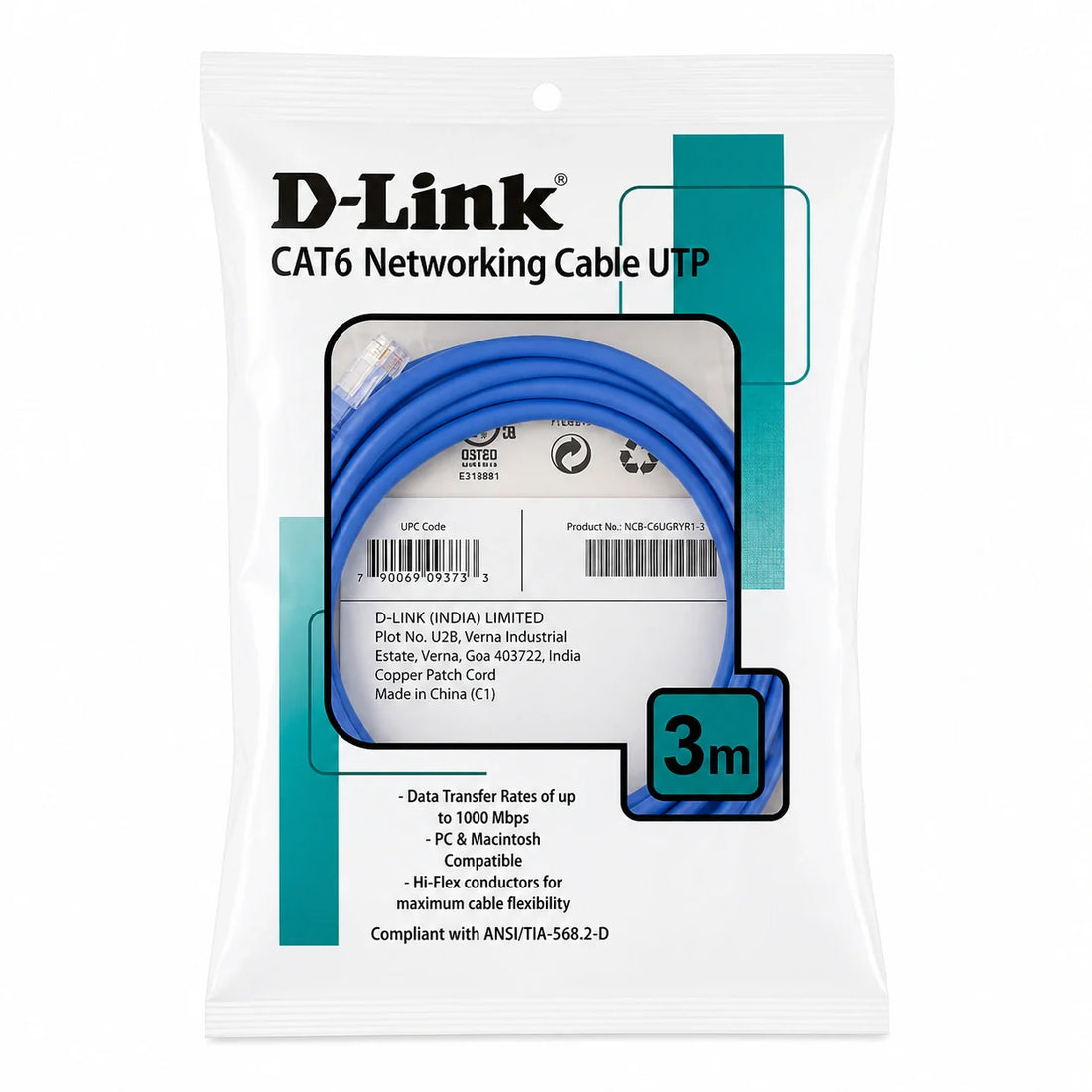 D-Link Original Patch Cord cat 6 - (3 Meter)