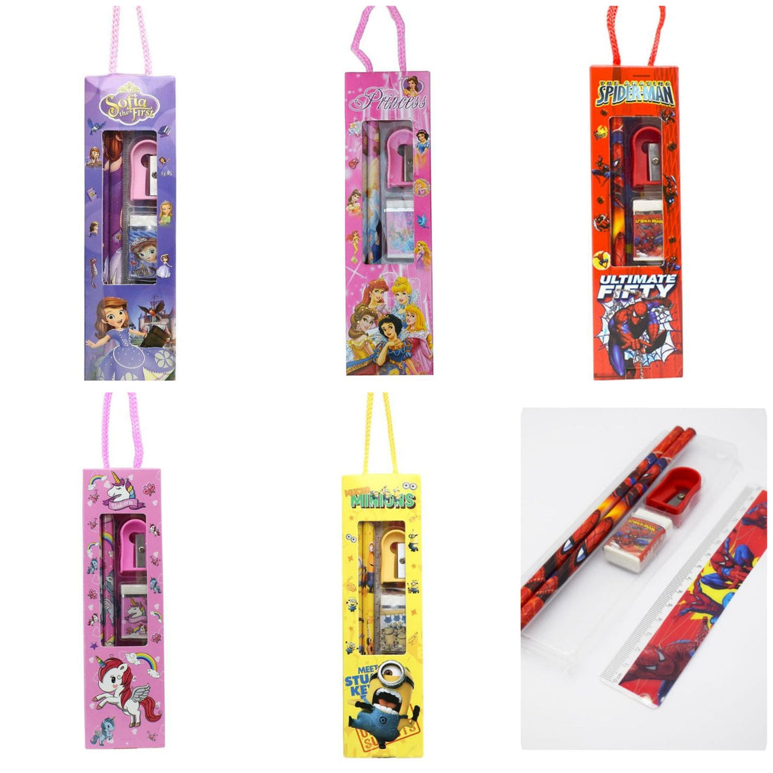 20181 Stationery Gift Set for Kids for Small Gift Sets Mix Designer Set Box Included 2 Pencils, 1 Scale, 1 Eraser and 1 Sharpener Birthday Return Gift
