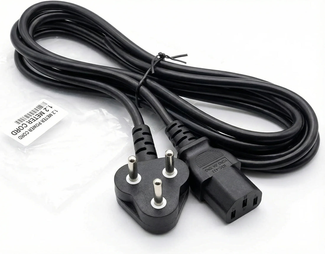 Power Cord (1.2 Meter) For PC - Strong, Safe & Long-Lasting