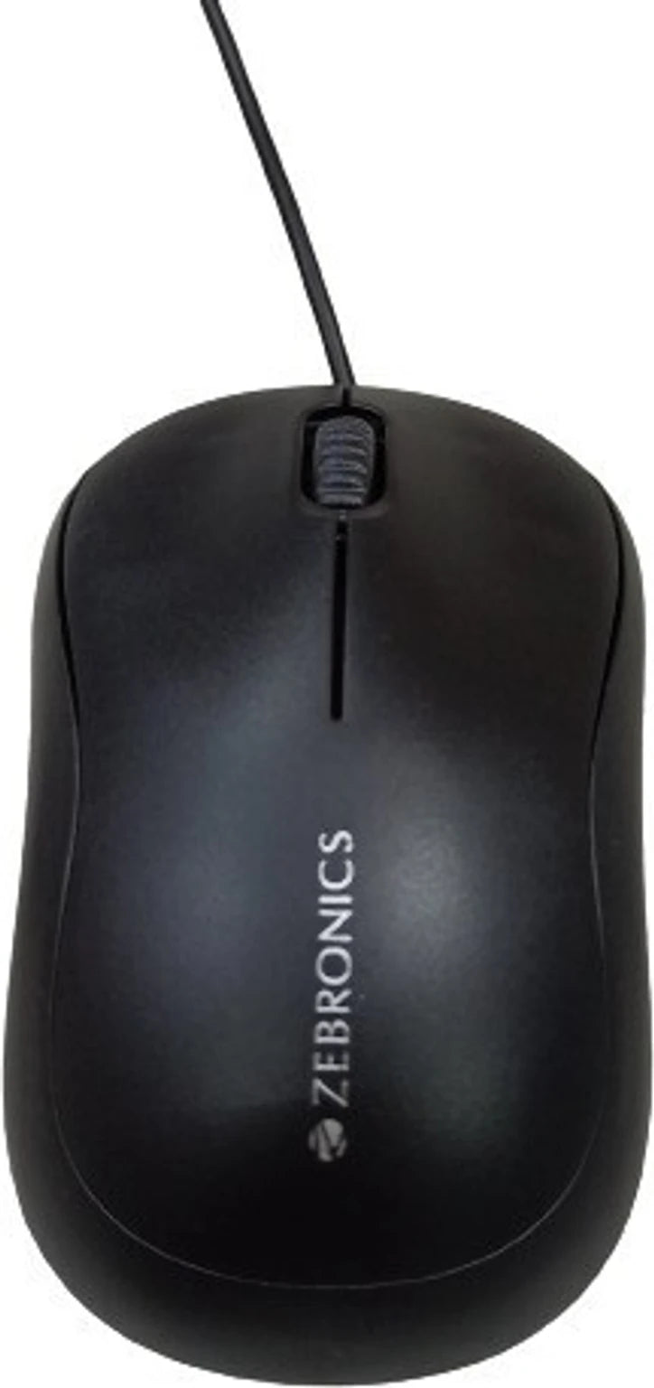 ZEBRONICS ZEB Comfort Wired Ambidextrous Optical Mouse (USB 2.0, USB 3.0, Black)
